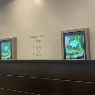 Two screens to the right as we walked in.. you can also place your order there as well