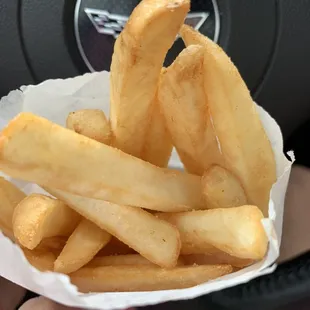 Hot and salty fries - yum!
