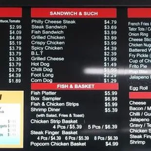 menu and prices
