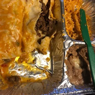 Greasy tasteless enchiladas.