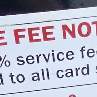 Fee for Credit Card