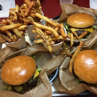 Cheese burger and fries in Burger bros in Maryland