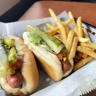 2 Hot Dogs with Fries