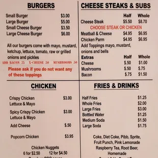 menu