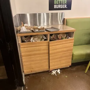 Overflowing trash cans
