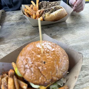 Burger special and cheesesteak special