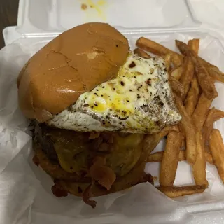 Breakfast Burger with Fries