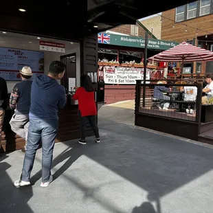 View of ordering area and adjacent patio seating