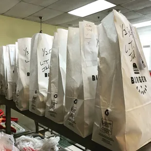 a large number of bags of food
