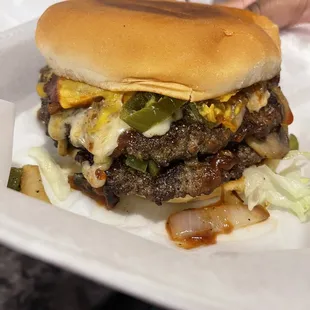The Mega double Extreme Cheese Burger