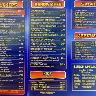 Burger Extreme Menu!