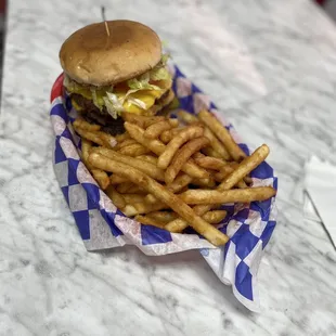 Triple Challenge Burger With Fries