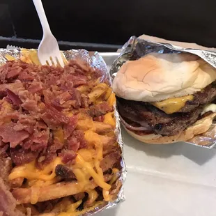Double cheeseburger &amp; "Healthy Fries".