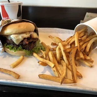 fries and a drink on a tray