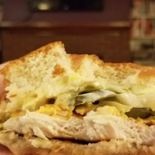 Perfection on a bun. Dressed grilled chicken sandwich