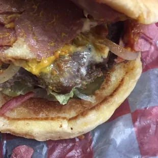 Schoolcraft Burger with mushrooms and grilled onions