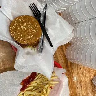 Chili Cheeseburger and fries