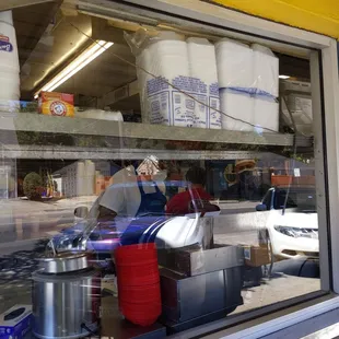 Outside looking in the front