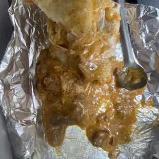 red chille is ripped apart and the  green chile is still intact. will post again if it changes. but wont get green chile again it has pork.