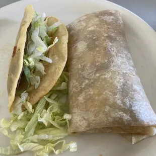 Green chile burro and a terrible taco.