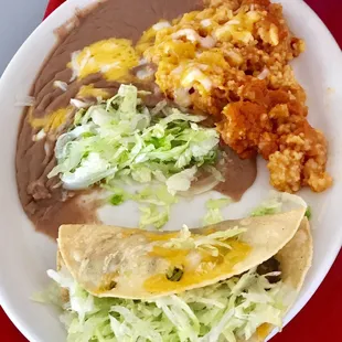 Tacos, beans &amp; rice . Skip the rice...