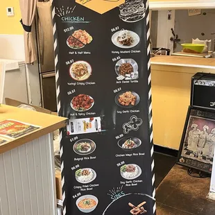 a menu board in a restaurant