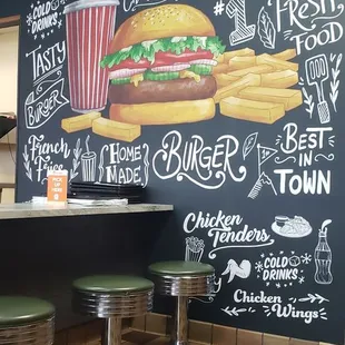 a chalkboard with a menu on it
