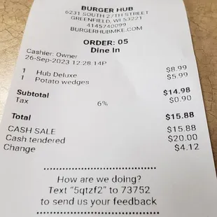 The average price for a lunch