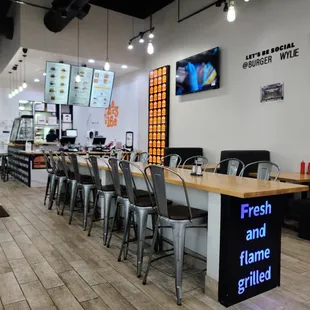 tables and chairs in a restaurant