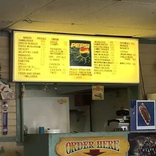 a menu for order here