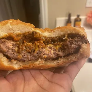 Chili cheese burger with real beef