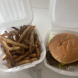 Cheeseburger w/ seasoned fries!