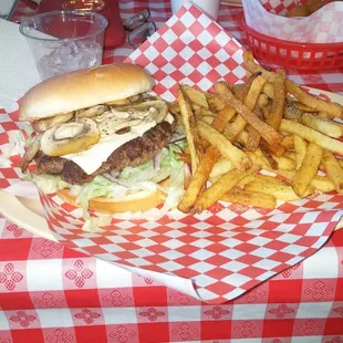 Mushroom swiss burger