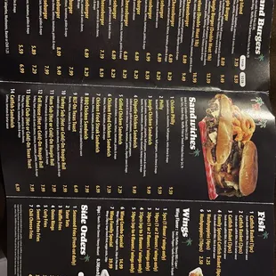 the menu of the restaurant