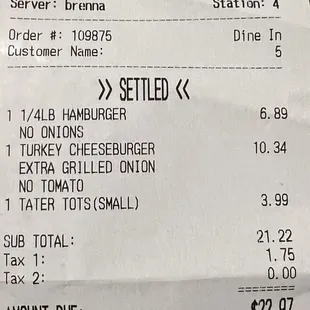 Receipt from lunch.