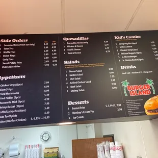 the menu of the restaurant