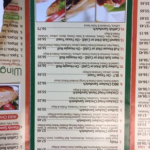 menu
