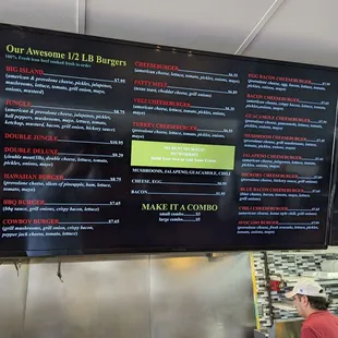 the menu for the restaurant