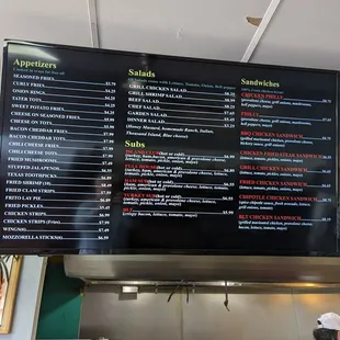 Updated electronic menu