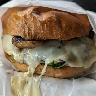 Mushroom and swiss burger