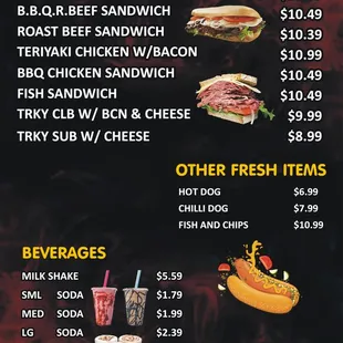 Hot Sandwiches and hot dogs