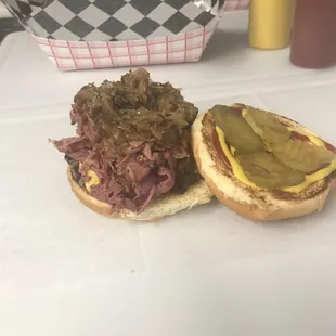 The pastrami burger is off the hook.