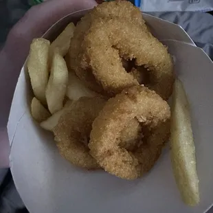 Half fries half Onion Rings