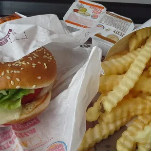 Burg with satisfries. Reg fries are better