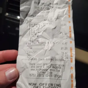 The receipt from the trash.