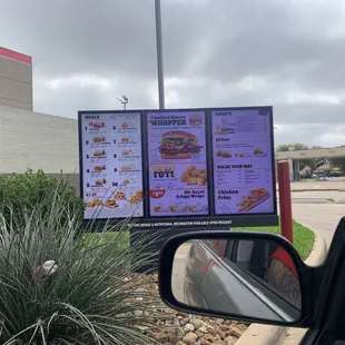 Drive through menu