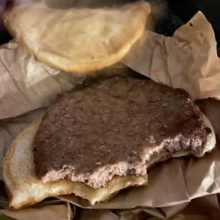 a burger and a pita bread