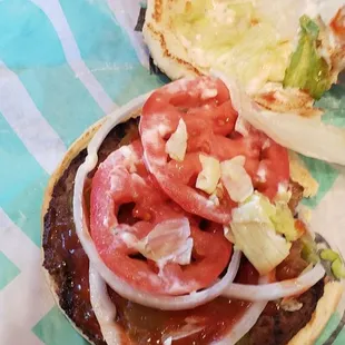 Impossible Whopper: While the toppings were ok, this burger was flat/squashed out of the bag.BTW we ate inside.
