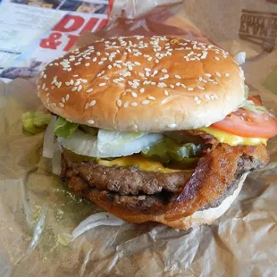 The Texas Double Whopper that I didn't actually order. Grim. Canned jalapeños are just terrible.