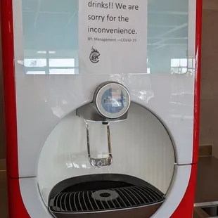 no refills on drinks until we are sorry for the inconvenience